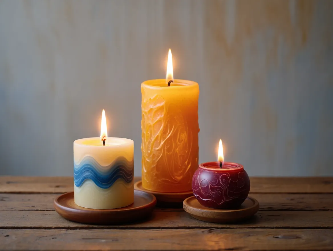 Handcrafted candles glowing warmly