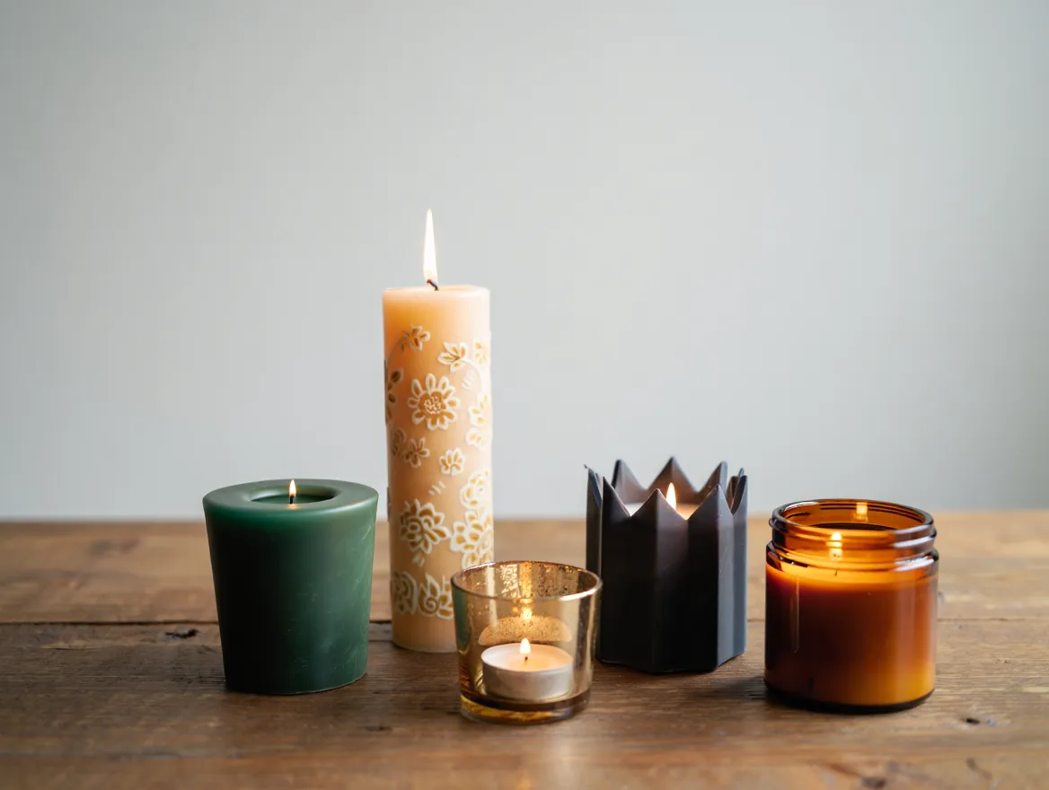 Different candle styles on display
